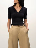 Ribbed Henley Tee Black