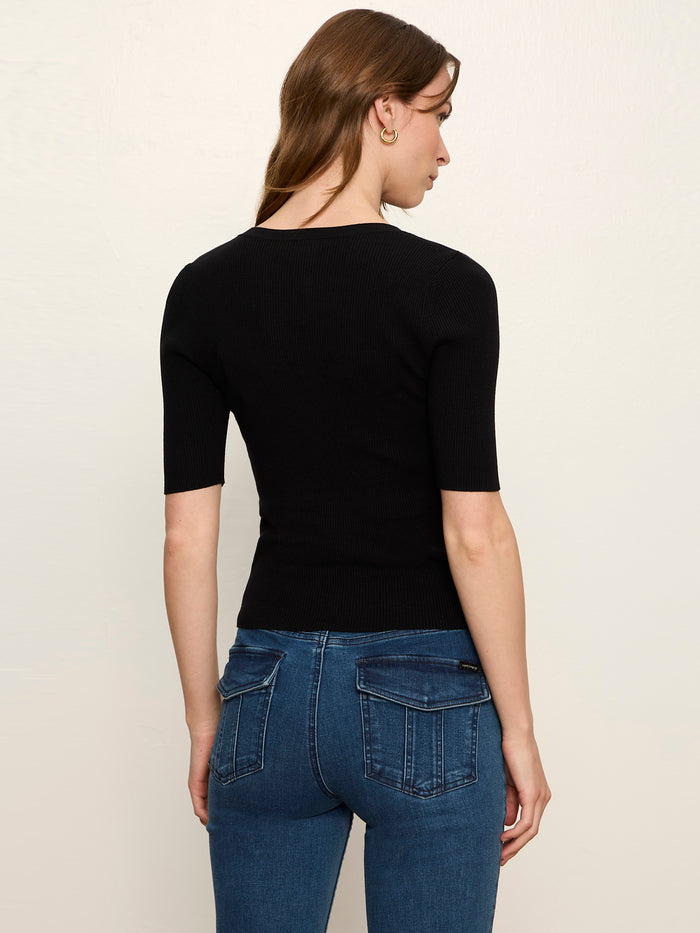 Ribbed Henley Tee Black