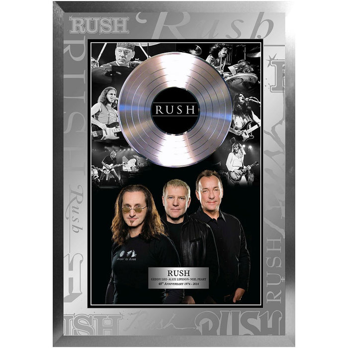 Rush Framed B/W Photo Collage with Platinum LP