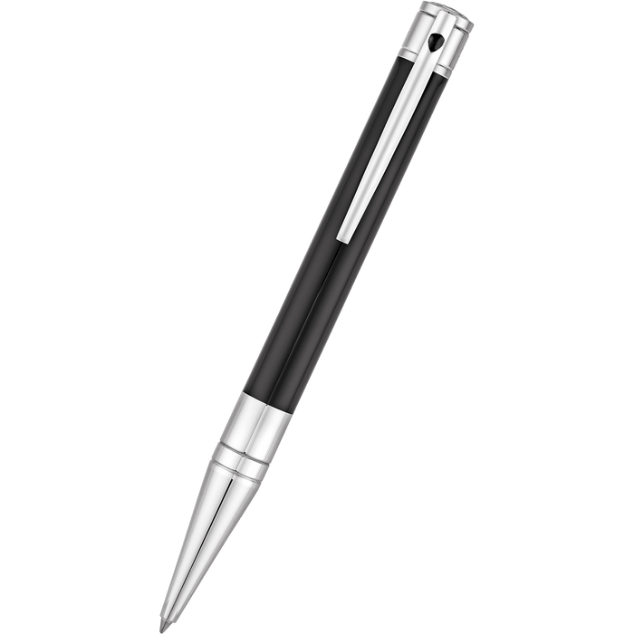 S T Dupont D-Initial Ballpoint Pen - Chrome Trim - Black - Pen Boutique Ltd