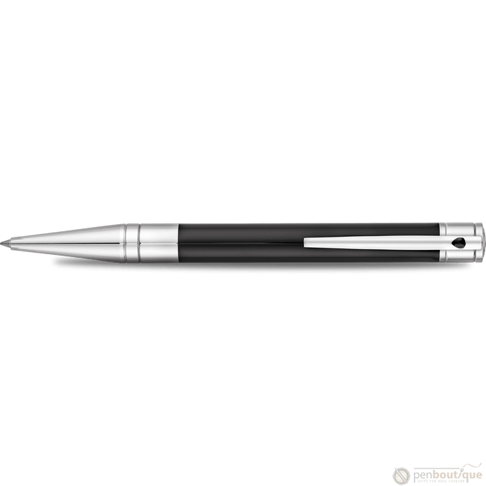 S T Dupont D-Initial Ballpoint Pen - Chrome Trim - Black - Pen Boutique Ltd