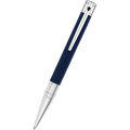 S T Dupont D-Initial Ballpoint Pen - Chrome Trim - Blue - Pen Boutique Ltd