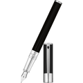 S T Dupont D-Initial Fountain Pen - Chrome Trim - Black - Pen Boutique Ltd