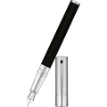 S T Dupont D-Initial Fountain Pen - Chrome Trim - Noir - Pen Boutique Ltd