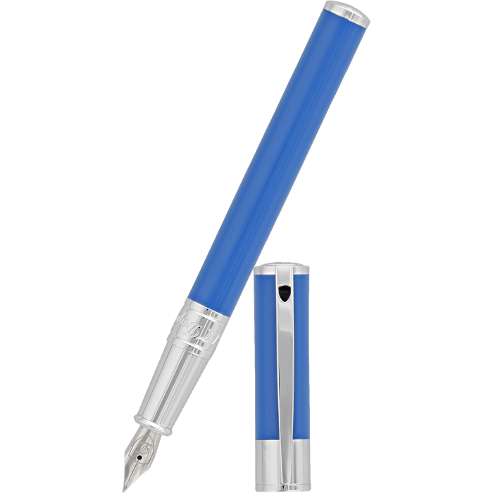 S T Dupont D - Initial Fountain Pen - Electric Blue - Pen Boutique Ltd