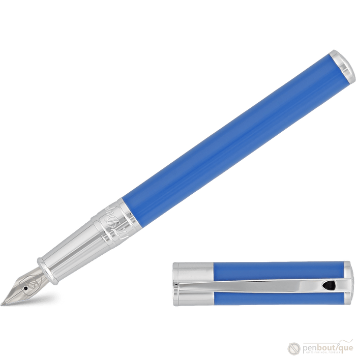 S T Dupont D - Initial Fountain Pen - Electric Blue - Pen Boutique Ltd
