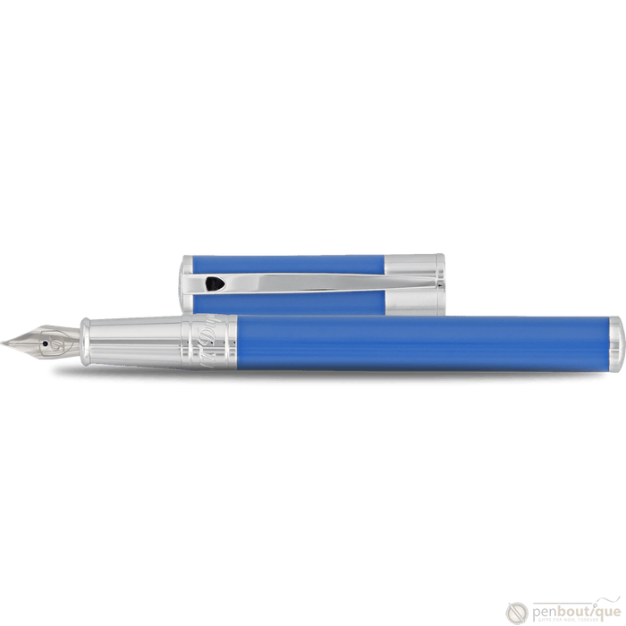 S T Dupont D - Initial Fountain Pen - Electric Blue - Pen Boutique Ltd