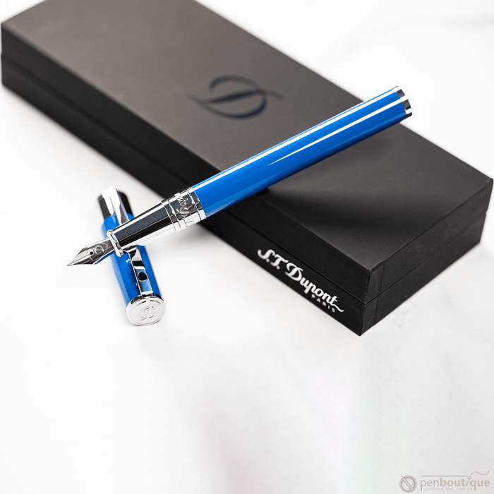 S T Dupont D - Initial Fountain Pen - Electric Blue - Pen Boutique Ltd