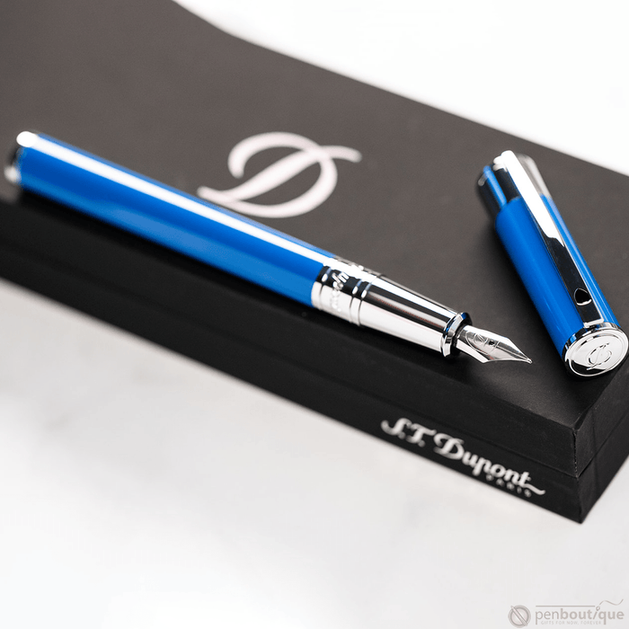 S T Dupont D - Initial Fountain Pen - Electric Blue - Pen Boutique Ltd