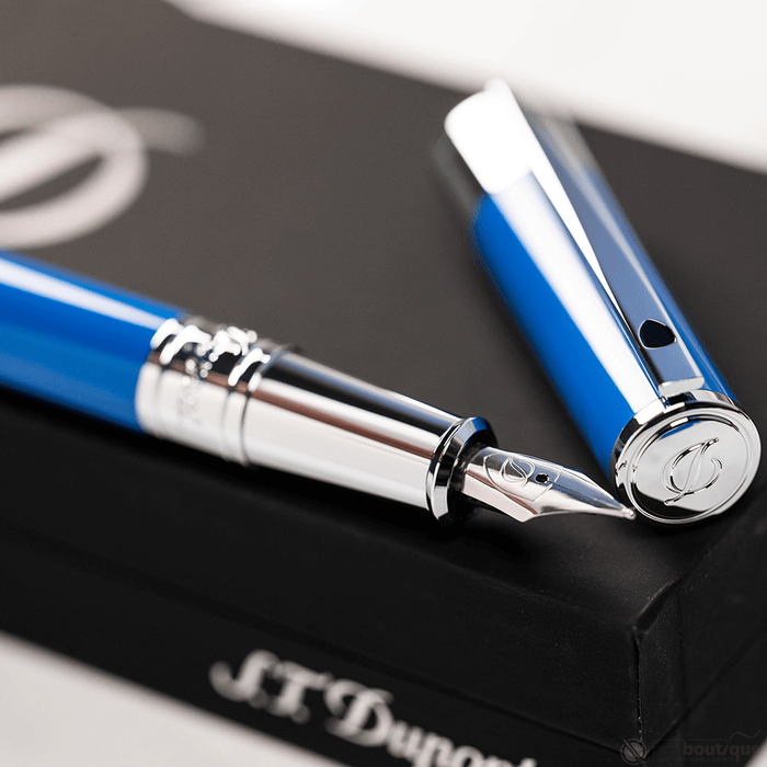 S T Dupont D - Initial Fountain Pen - Electric Blue - Pen Boutique Ltd