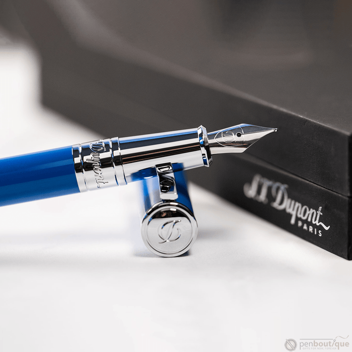 S T Dupont D - Initial Fountain Pen - Electric Blue - Pen Boutique Ltd