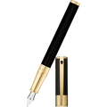 S T Dupont D-Initial Fountain Pen - Gold Trim - Black - Pen Boutique Ltd