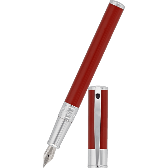 S T Dupont D - Initial Fountain Pen - Scarlet Red - Pen Boutique Ltd