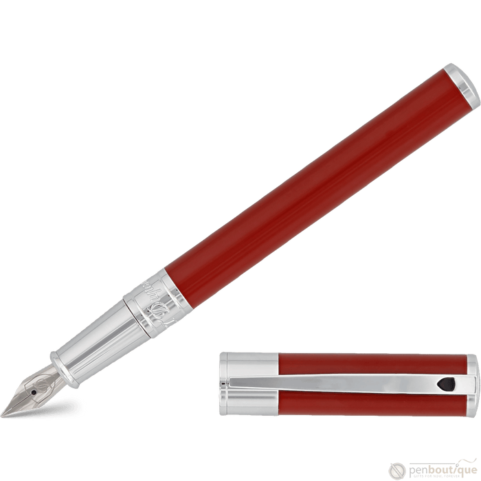 S T Dupont D - Initial Fountain Pen - Scarlet Red - Pen Boutique Ltd