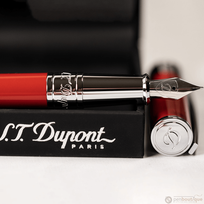 S T Dupont D - Initial Fountain Pen - Scarlet Red - Pen Boutique Ltd