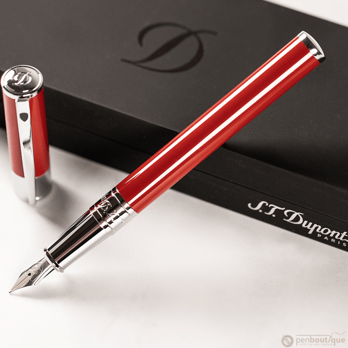 S T Dupont D - Initial Fountain Pen - Scarlet Red - Pen Boutique Ltd