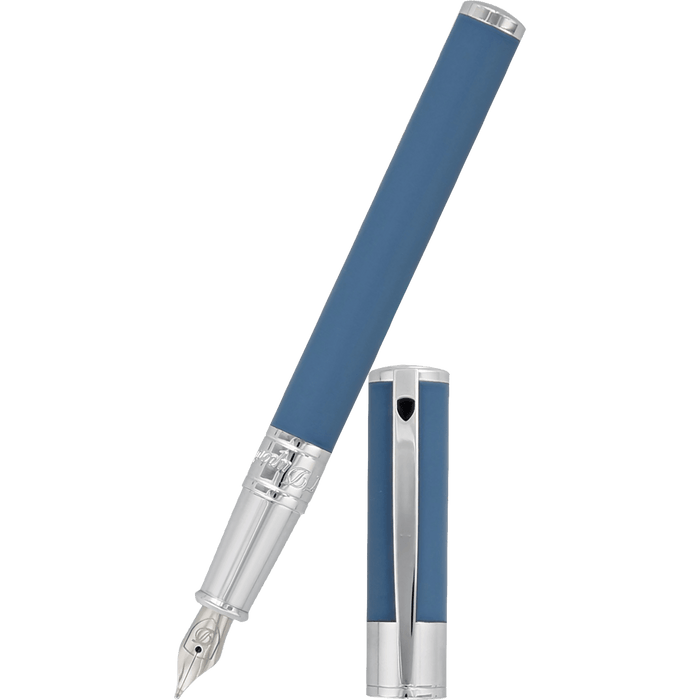 S T Dupont D - Initial Fountain Pen - Shark Blue - Pen Boutique Ltd