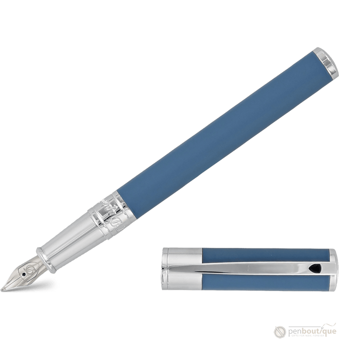 S T Dupont D - Initial Fountain Pen - Shark Blue - Pen Boutique Ltd