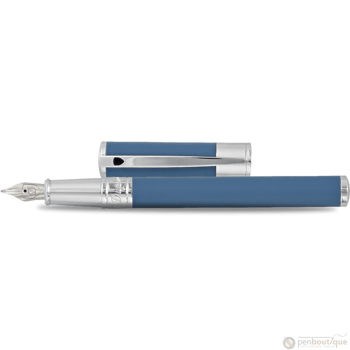 S T Dupont D - Initial Fountain Pen - Shark Blue - Pen Boutique Ltd