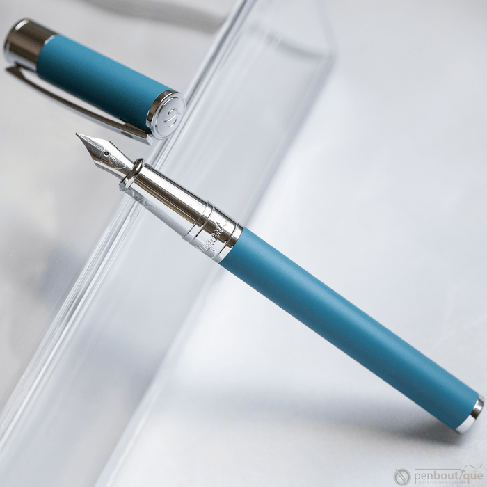 S T Dupont D - Initial Fountain Pen - Shark Blue - Pen Boutique Ltd