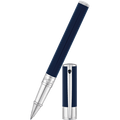 S T Dupont D-Initial Rollerball Pen - Chrome Trim - Blue - Pen Boutique Ltd