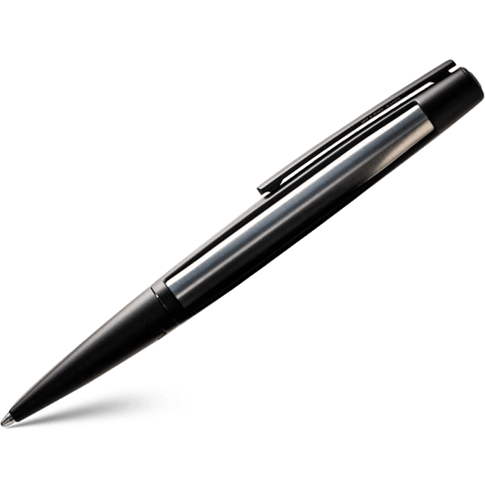 S T Dupont Defi Ballpoint Pen - Matte Black - Steel Trim - Pen Boutique Ltd