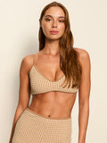 Scoop Front Bra Bikini Top Toasted Coconut Gingham