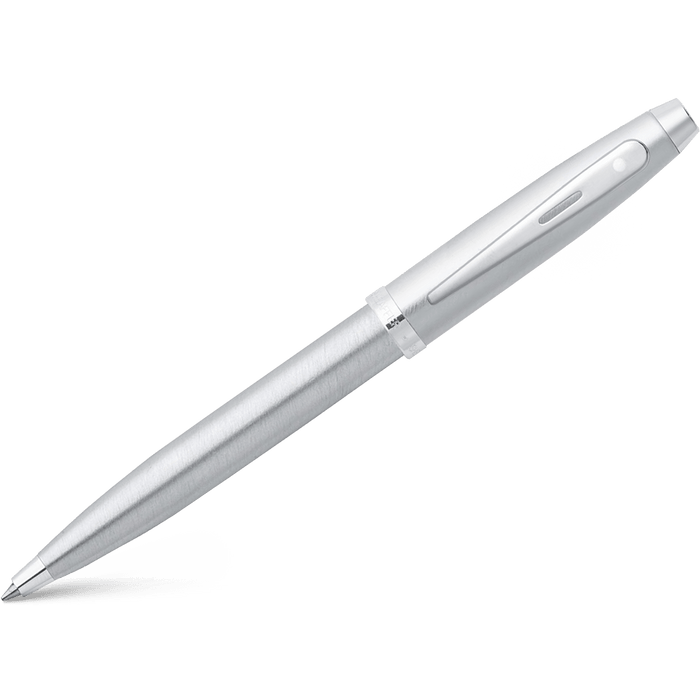 Sheaffer 100 Ballpoint Pen - Brushed Chrome - Chrome Trim - Pen Boutique Ltd