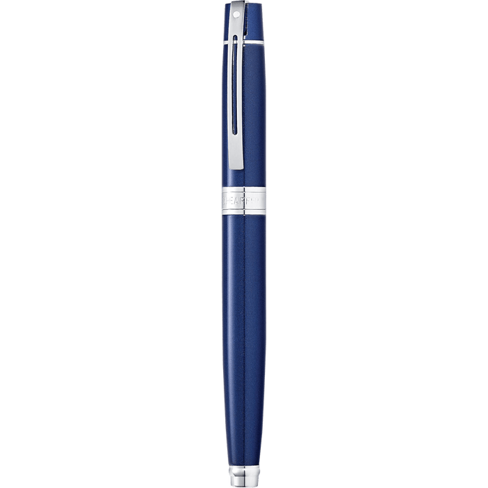 Sheaffer 300 Fountain Pen - Chrome Trim - Glossy Blue Lacquer - Stainless Steel - Pen Boutique Ltd