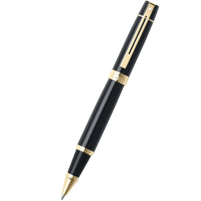 Sheaffer 300 Glossy Black with Gold Trim Rollerball Pen - Pen Boutique Ltd