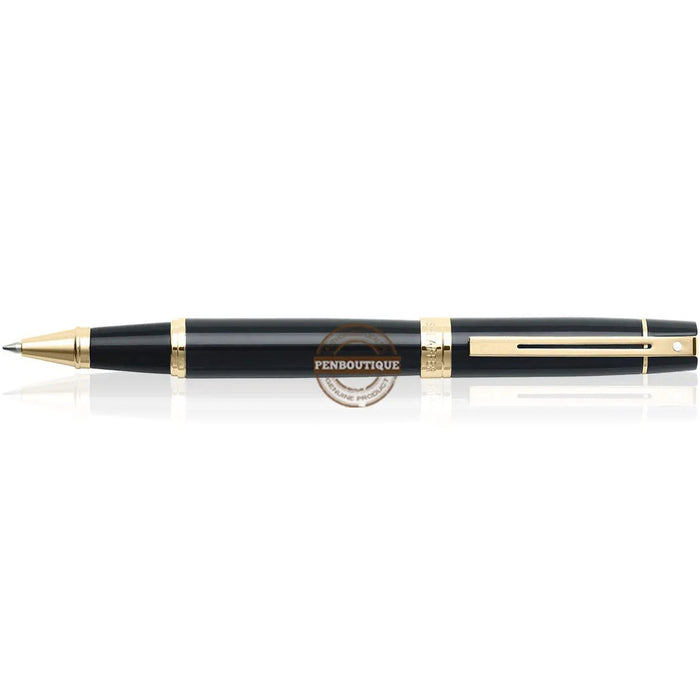 Sheaffer 300 Glossy Black with Gold Trim Rollerball Pen - Pen Boutique Ltd