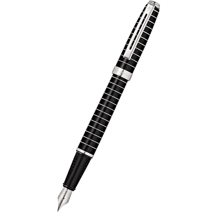 Sheaffer Prelude Fountain Pen - Black - Art Deco Chrome Trim - Pen Boutique Ltd