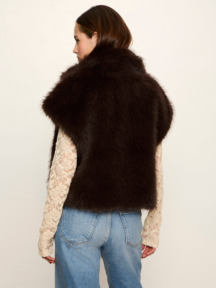 Silky Fur Vest Espresso Martini Petite Sizing