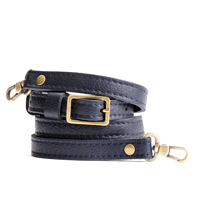 Night Owl | Leather crossbody strap with metal buckle and lever snap swivel clasps