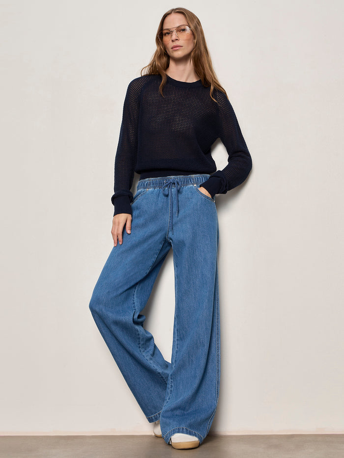 Soleil Open Stitch Sweater Navy Blazer