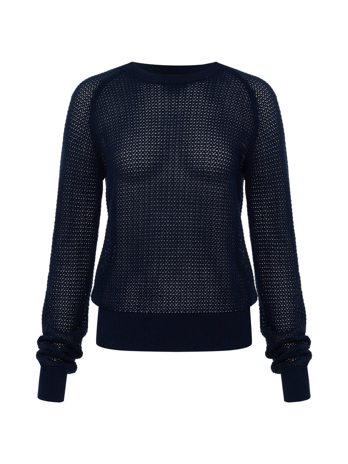 Soleil Open Stitch Sweater Navy Blazer
