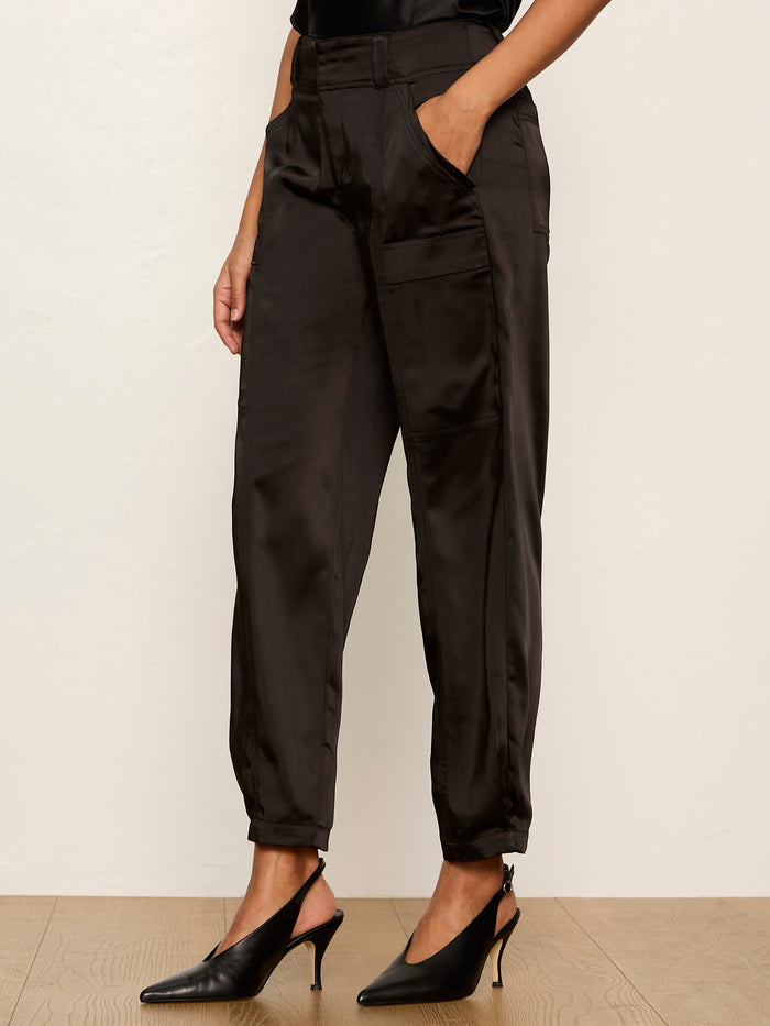 Sphere Satin Pant Black Petite Sizing