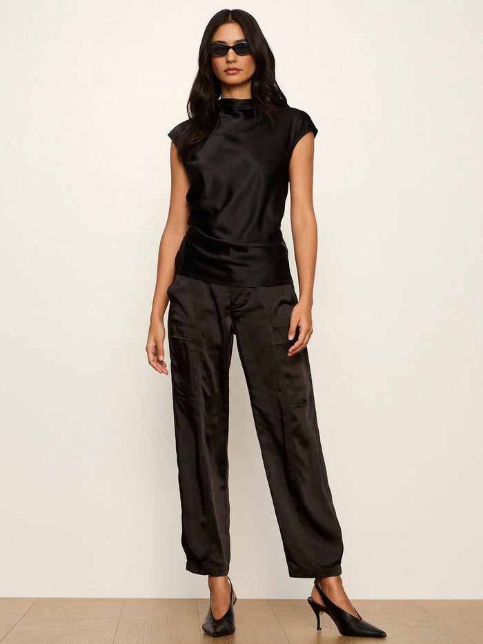 Sphere Satin Pant Black Petite Sizing
