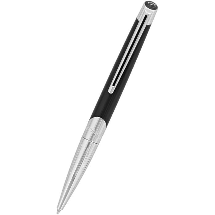 ST Dupont Defi Millennium Shiny Silver/Black Ballpoint Pen - Pen Boutique Ltd