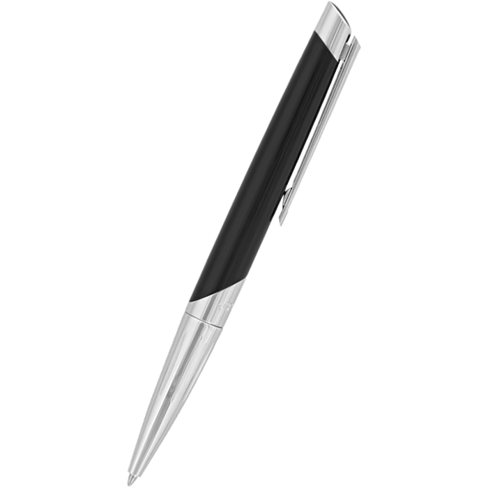 ST Dupont Defi Millennium Shiny Silver/Black Ballpoint Pen - Pen Boutique Ltd