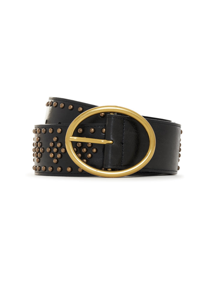 Super Wide Studded Belt Black
