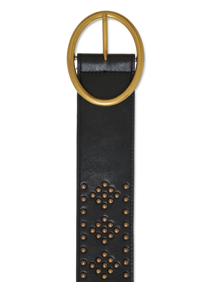 Super Wide Studded Belt Black