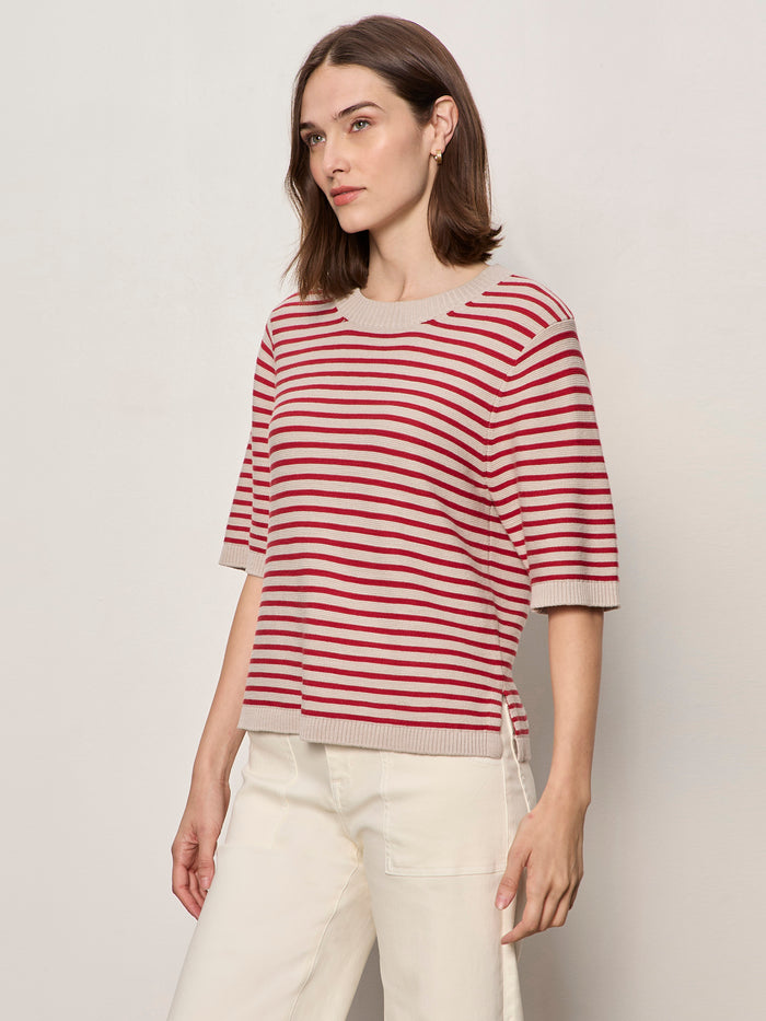 Sweater Tee Opal/Raspberry Stripe
