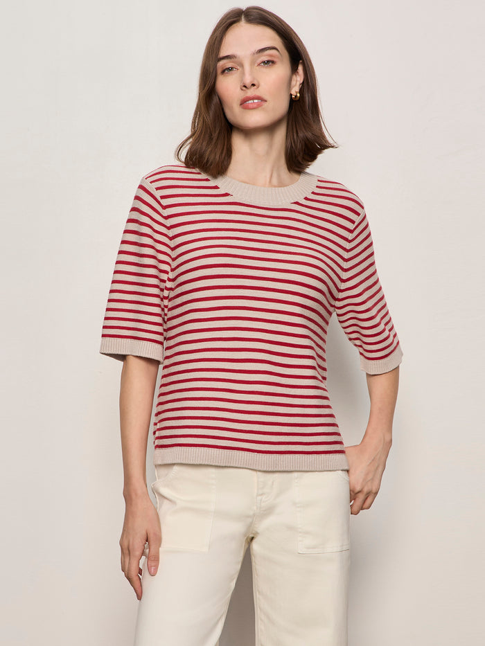 Sweater Tee Opal/Raspberry Stripe