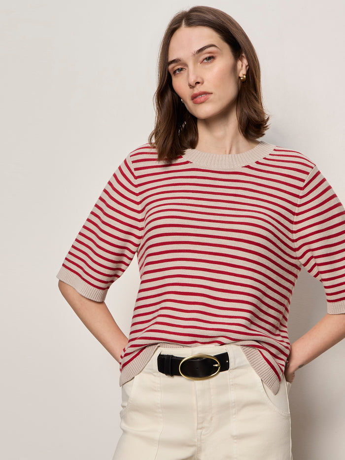 Sweater Tee Opal/Raspberry Stripe