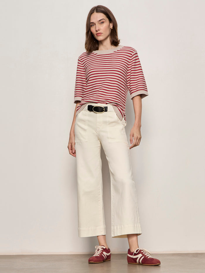 Sweater Tee Opal/Raspberry Stripe