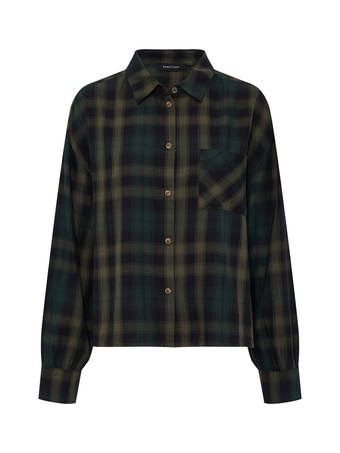 The Autumn Edit Flannel Top Forest Plaid