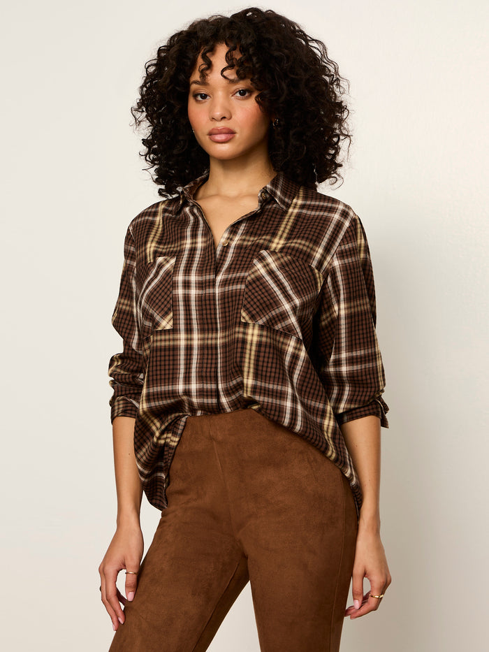 The City Plaid Shirt Burnt Cocoa Plaid