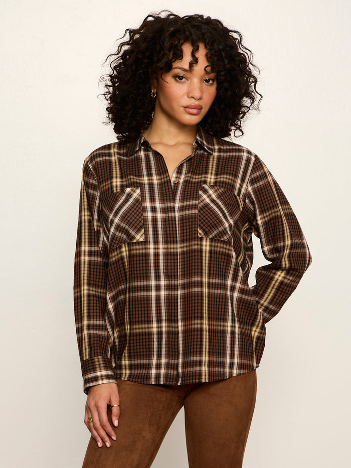 The City Plaid Shirt Burnt Cocoa Plaid