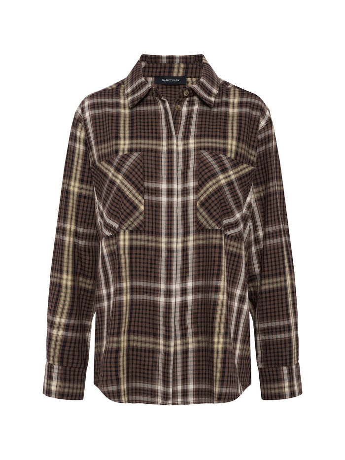The City Plaid Shirt Burnt Cocoa Plaid